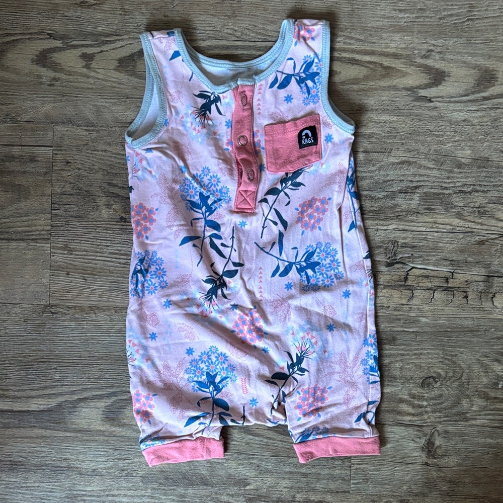 Rags to Raches Pink and Blue Floral Bodysuit